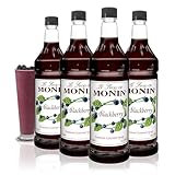 Monin Flavored Syrup, Blackberry, 33.8-Ounce Plastic Bottles (Pack of 4)