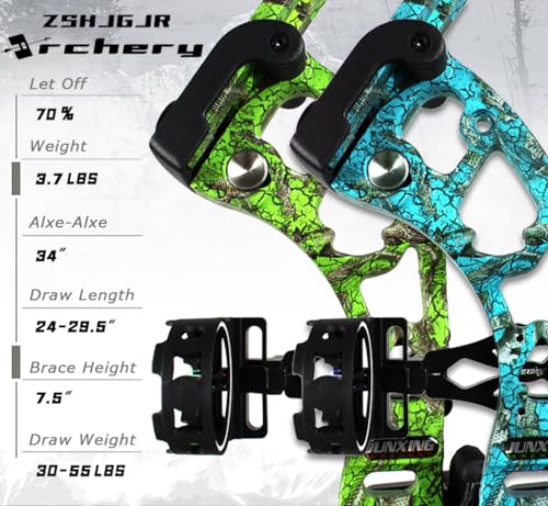 Foto von ZSHJGJR Compoundbogen Set Bogenset für Bogenschießen Sportbogen Verstellbarer Jagd Compoundbogenset 30-60 lbs 310fps Jagdausrüstung mit Komplettes Zubehör Kit (Schwarz, Rechtshänder)