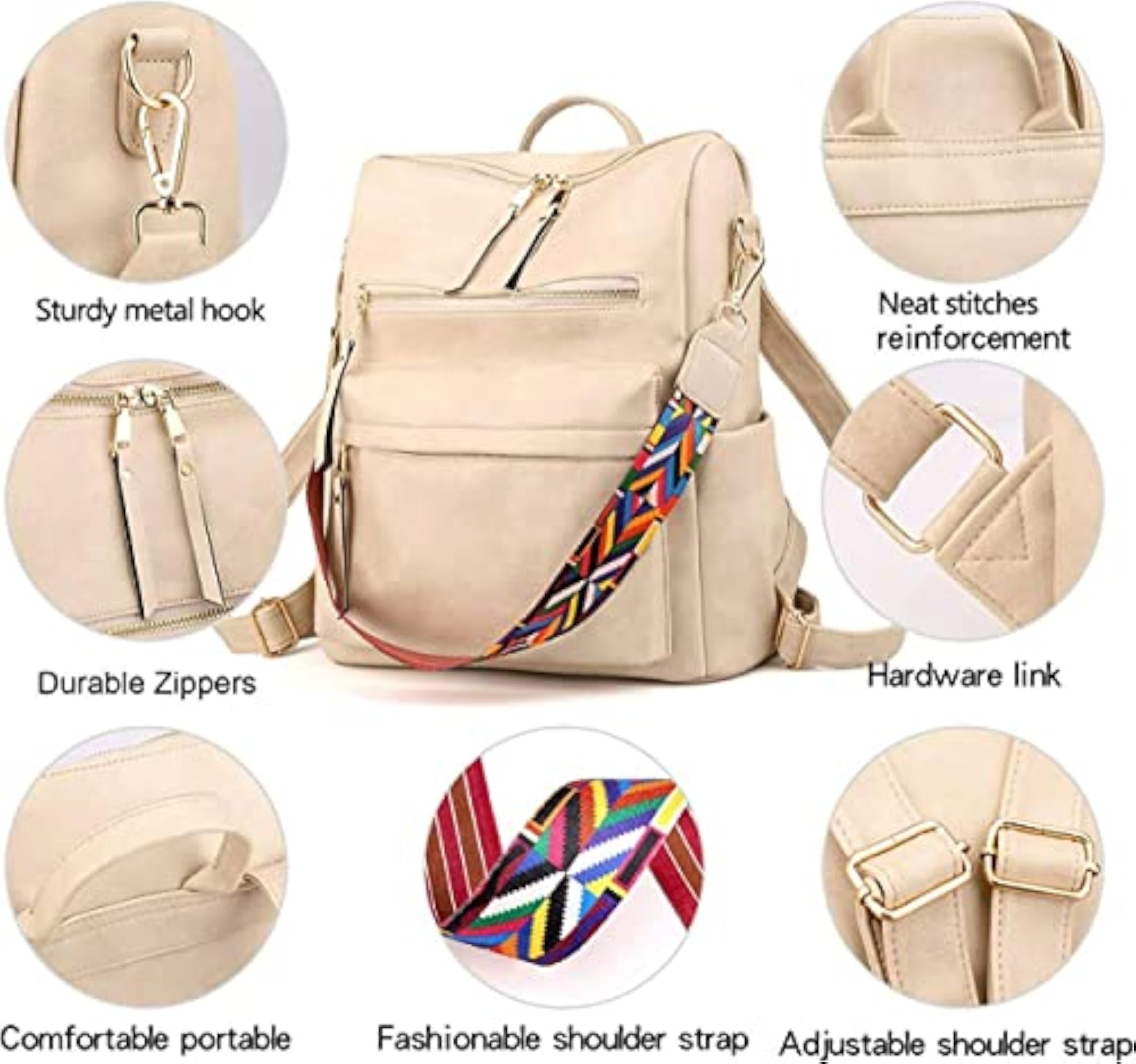 Medium 24L Backpack Women Leather Convertible Shoulder Bag, Stylish and Functional
