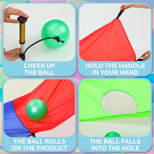 Halloscume Play Parachute for Kids Field Day Games 18 x 3 Feet Play Rectangular Rainbow Parachute Toy with 16 Handles and 1 Ball for Team Building Game Outdoor Playground Cooperative Activities(1 Set) - image 3