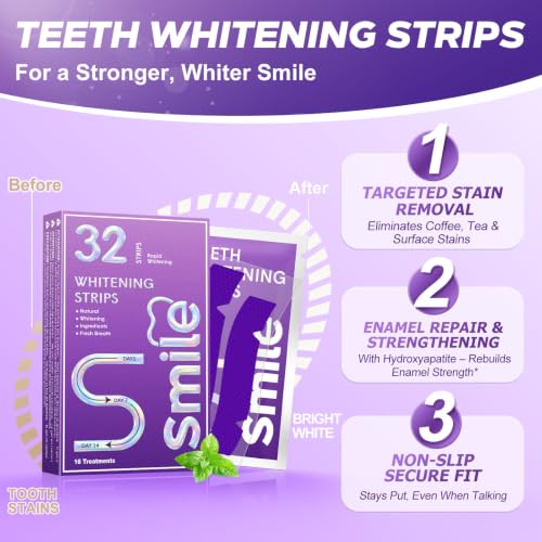 Image of Purple Teeth Whitening Strips for Sensitive Teeth 32 Count Whitener Strips