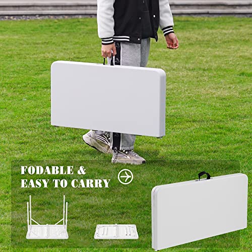 Allpop 34'' Plastic Square Folding Card Table With 2 Heights Adjustable, Portable Fold In Half Table With Handle For Picnic Party Dining Camping Commercial Events, White #TOP3