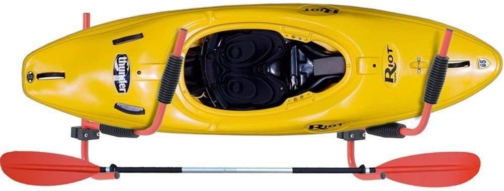 GZYF Heavy Duty Steel Kayak Wall Rack, 100LB Capacity Ladder Wall Mount Kayak Storage Rack Folding Canoe Hanger Carrier, 2 Set