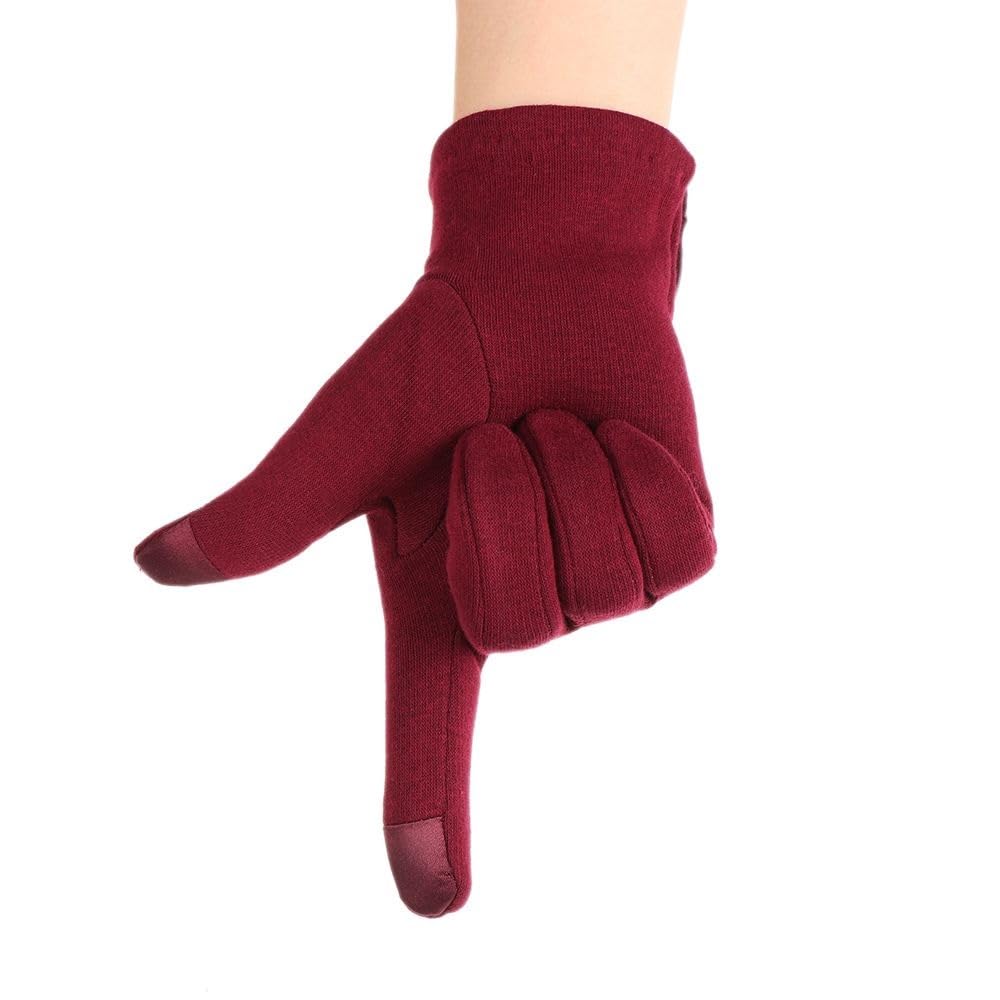 Guantes cálidos for mujer, guantes térmicos con forro polar y dedos completos, guantes cálidos de algodón for pantalla táctil