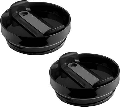 2PCS BPA-Free Polystyrene Tumbler Lids, 40oz Splash Resistant & Leak-Proof Glass Bottle Replacement Covers with Straw Hole, Ideal for Office, Home, and School UseBlack