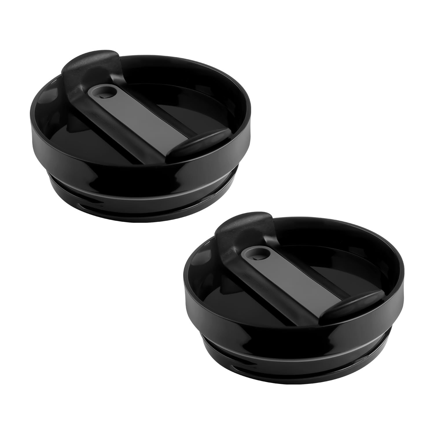 Gaomumu 2PCS BPA-Free Polystyrene Tumbler Lids, 40oz Splash Resistant & Leak-Proof Glass Bottle Replacement Covers with Straw Hole, Ideal for Office, Home, and School Use(Black)