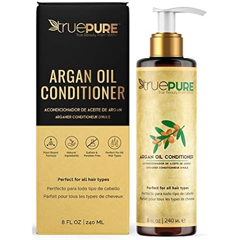 TruePure Argan Oil Conditioner (8 oz.) Deep Conditioner, Hair Treatment for Dry, Damaged Follicles, Split Ends | Sulfate, Paraben, Fragrance Free | For Men & Women | Made in USA Cover