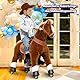 PonyCycle Pferd zum reiten, für Erwachsene/Kinder ab 7, 76cm Hoch, Reitpferd auf Rollen mit Handbremse und Klang, Schaukelpferd groß Rollen, Schokoladenfarben Rollpferd, Klassisches Modell U - Ux524