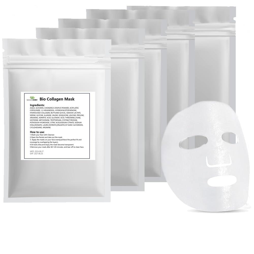 Mayan's Secret Deep Collagen Anti-Wrinkle Lifting Mask – Korean Collagen Face Mask – Bio-Collagen Face Mask Overnight – Hydrating & Firming Hydrogel Sheets – 5 Pack