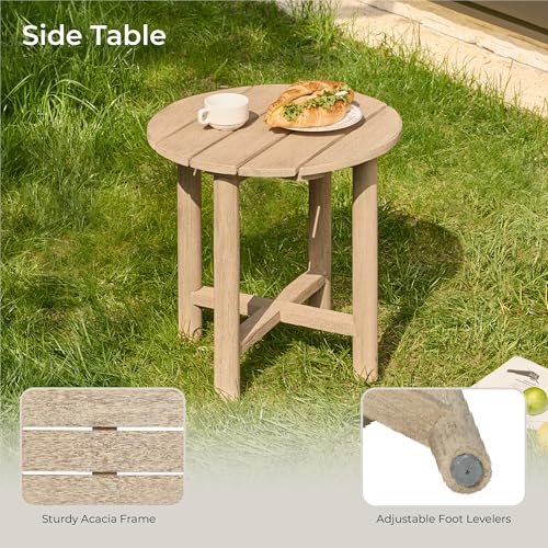 CHITA Boho Rattan Chairs Set for Sunroom, Outdoor/Indoor, Modern Wicker Armchair with Thickened Cushions & Acacia Wood Frame (Cream)