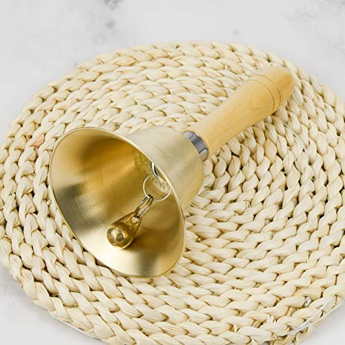 Yolyoo Super Loud Solid Brass Hand Call Bell With Wooden Handle (3.15In X 5.9In) #TOP6