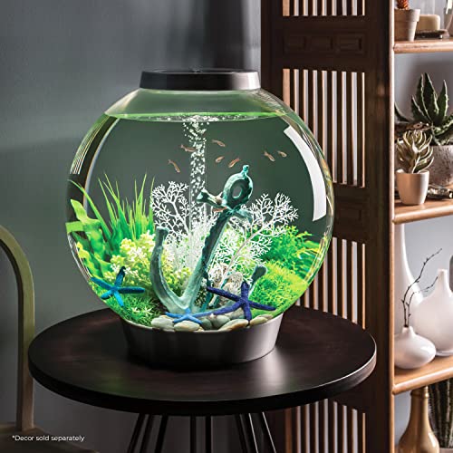 Image of biOrb Classic 60 Acrylic 16-Gallon Aquarium with White LED Lights Modern Tank for Tabletop Display, Silver