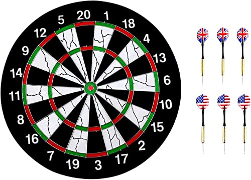 ULTIMAX Professional Dartboard with 6pcs Dart Flights for Leisure Sports and Games Indoor Game and Party Games Darts Sports Gifts for Kids and Adults (Dartboard 17 Inches)