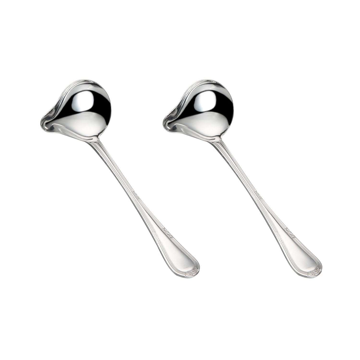 2 Mestoli Per Zuppa In Acciaio Inox 304 – Cucchiaio Da Cucina Profondo, 20,4 Cm – Set Argento