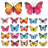 20 Stück Schmetterling Deko mit Sicherheitsnadeln, Bunte Schmetterling Brosche, PVC Schmetterlinge zum Anstecken, Schmetterlinge Anstecker für Kleidung Rucksack Curtains Dekoration(Zufälliger Stil)