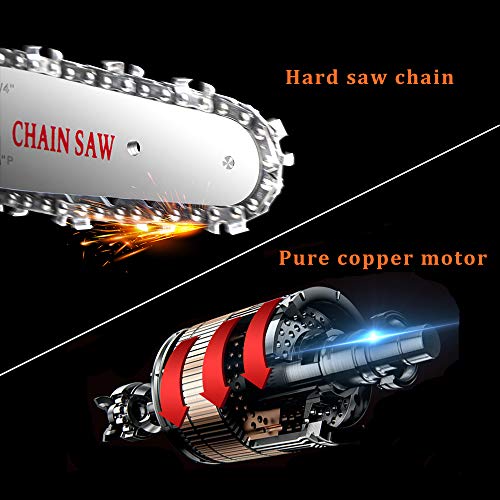 GLOSSDAY Mini Chainsaw Hand-held Powered Electric Chain Saw, Small Cordless Battery Chain Saw, Pruning Shears Chainsaw for Courtyard Tree Branch Wood Cutting Garden Logging