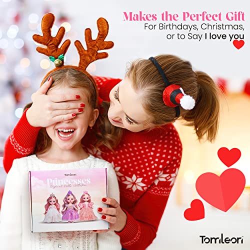 Princess Toys For Girls Age 3 4 5 6 | Mini Princess Dolls - Gift For Girls | 3 Little Princess Figurines With Tiaras, Hair & Accessories | Set For 3+ Year Old Girls | Compatible With Doll Houses #TOP3