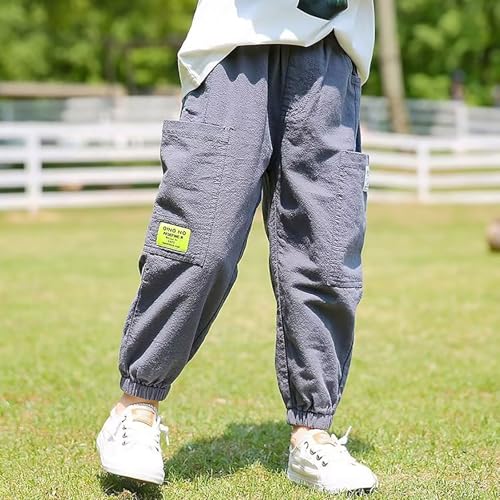 Boys Cargo Joggers Kids Summer Elastic Waist Baggy Pants with Pockets Hiking Trousers Casual Clothes3