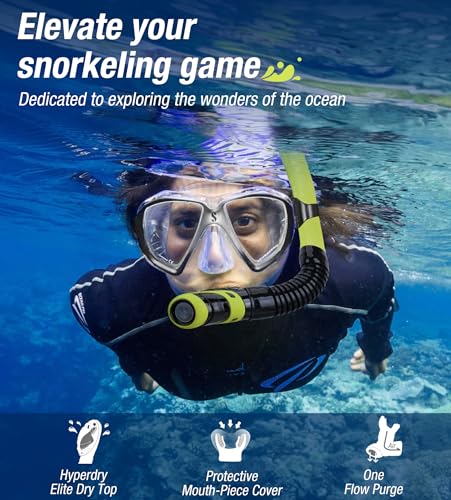 Aegend Diving Dry Snorkel for Adult & Youth - Snorkeling Gear with Top Dry Valve, Perfect for Snorkeling, Freediving, Swimming and Scuba Diving — view 6