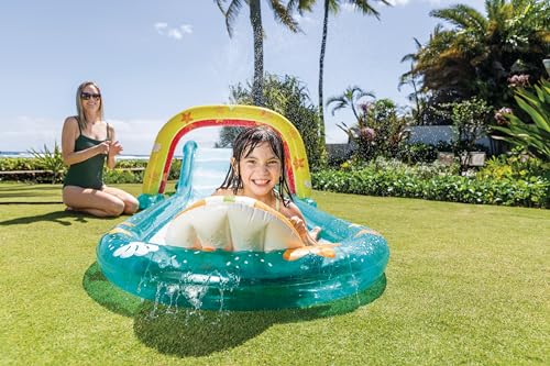 Image of INTEX Inflatable Surfing Fun Slide: Includes Two Inflatable Surf Riders - Built-in Water Sprayer - 221 inch x 54 inch x 39 inch - Ages 6+