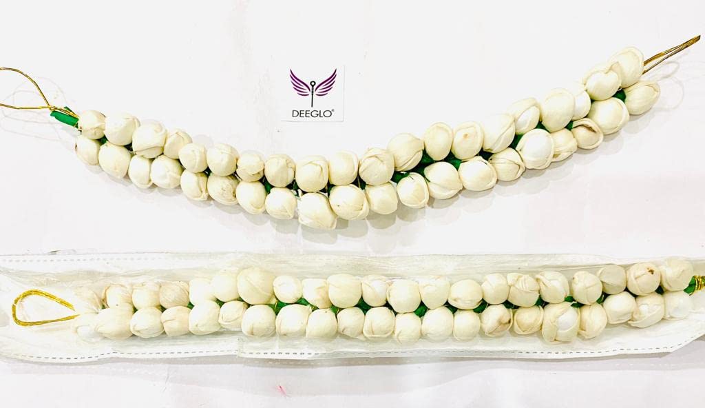 DEEGLO Hair Gajra in Artificial Jasmine Mogra Flower Garland Juda Bun Gazra for Women (Pack of 2)