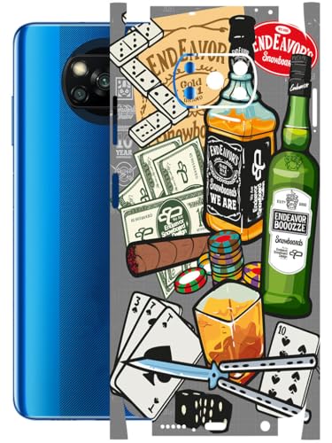 Image of AtOdds - Full Body Back Screen Guard Protector Film - Lamination Wrap Skin Sticker Compatible with Poco X3 PRO | Scratchproof Matte Finish (Wine Graffiti)