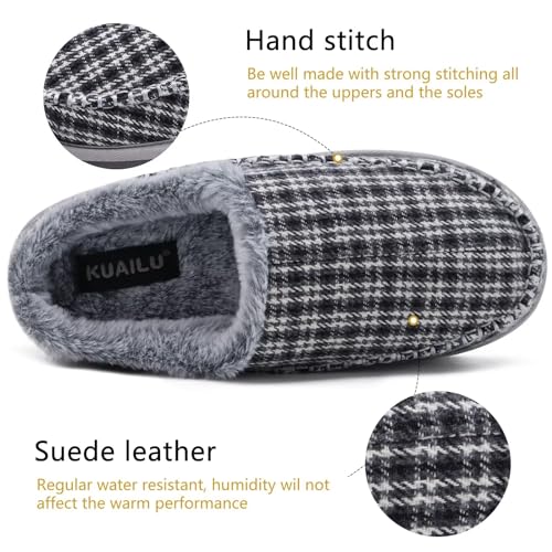 Image of KuaiLu Mens Slippers Orthopedic Arch Support Suede Fluff Plush Home Shoes | Comfortable Plantar Fasciitis Slip-on Bedroom Warm House Garden Footwear Fuzzy Clogs Slippers Indoor Outdoor Pantuflas
