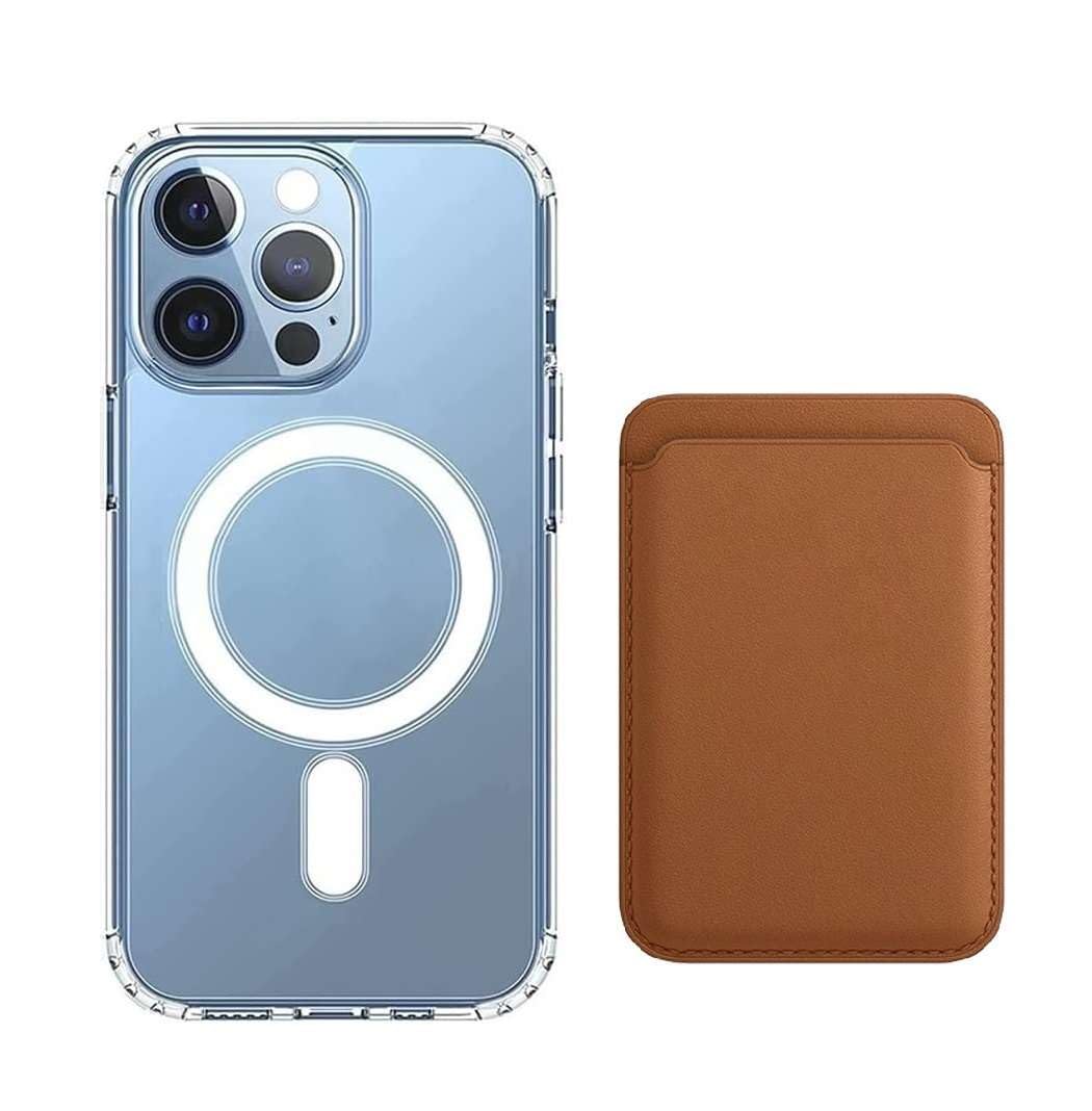 Tahamus [2 in 1] Magnetic Clear Case + Magnetic Leather Wallet Card Holder Compatible with Magsafe Accessories for iPhone 15 Pro Max - 6.7 Inch