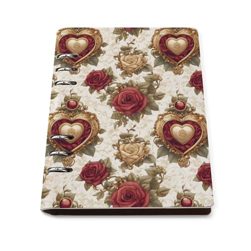 Carnet ligné A5 résistant contre les pages perdues en cuir PU rigide rose rouge