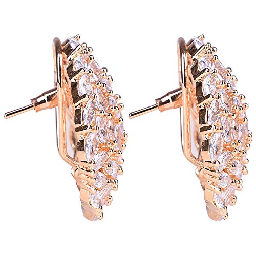 Ratnavali Jewels Yellow Gold Tone Green Cubic Zirconia Shinning Party Bold Stud Earrings3