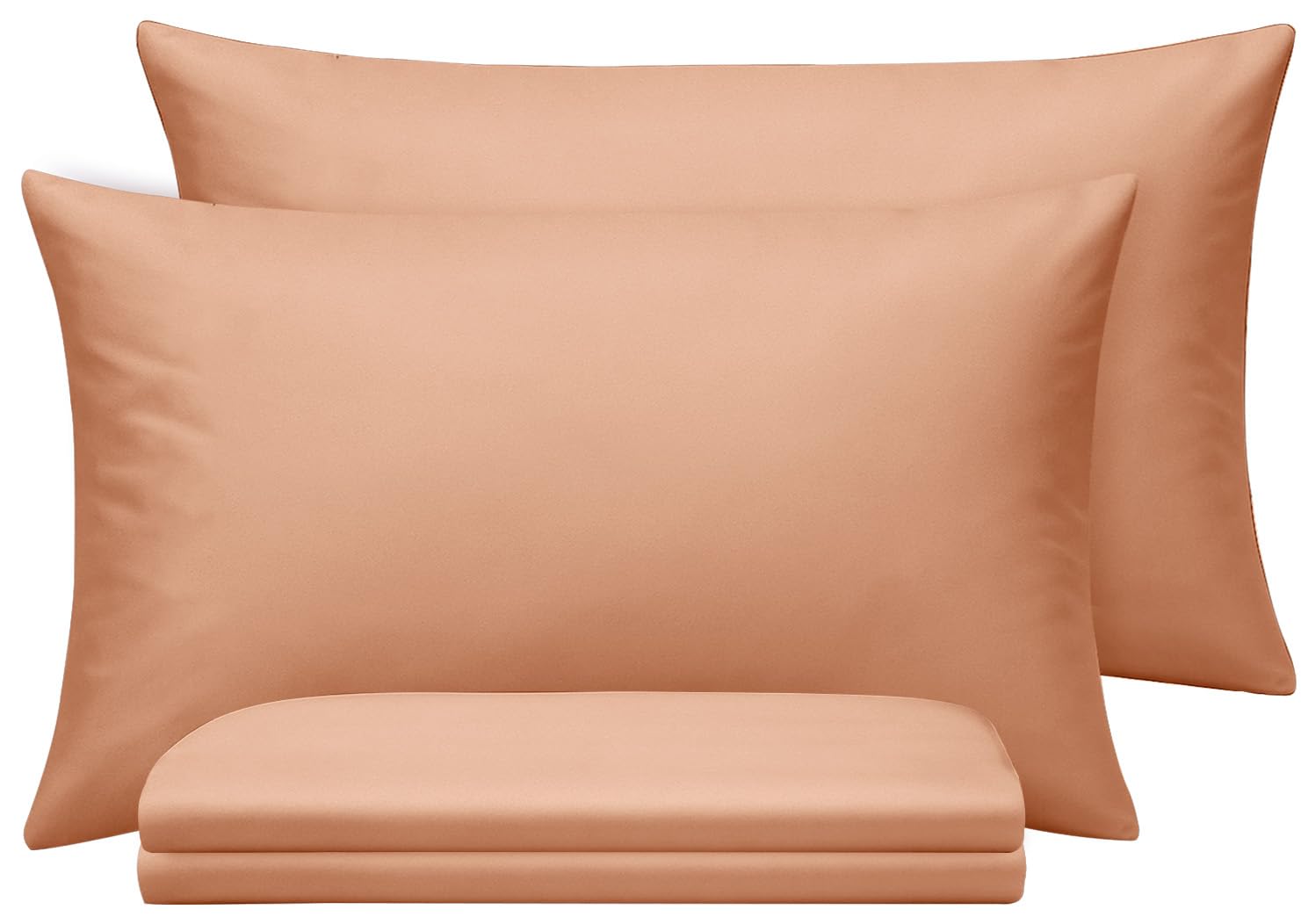 BedLooms Peach Pillow Cases 4 Pack Standard Size Brushed Microfiber Super Soft Pillowcases with Envelope Closure, House Wife Pillow Covers Hypoallergenic