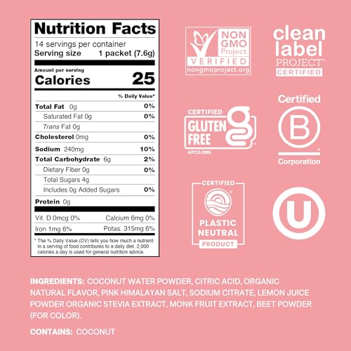 Image of Cure Hydration | Plant-Based Electrolyte Drink Mix | No Added Sugar | FSA-HSA | Dehydration Relief Powder Made with Coconut Water | Non-GMO | Vegan | Pouch of 14 Packets - Strawberry Kiwi