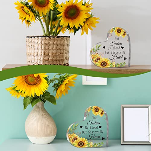 Friendship Gifts For Women Friend Birthday Gifts For Sister Friends Thank You Gifts For Friends Acrylic Heart Decorative Signs Plaques Sunflower Succulent Gift Nurse Teacher Graduation Decor (Heart) #TOP4