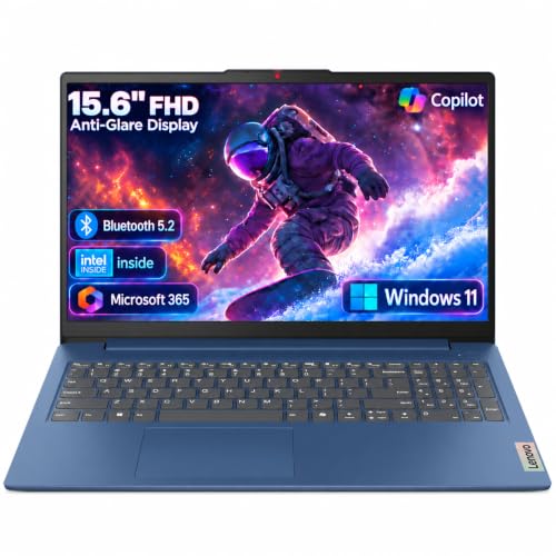 Lenovo Business 15.6" FHD Laptop, Intel Processor, 8GB DDR5, 128GB Storage | 1TB Cloud Storage, Office 365, Copilot AI, WiFi 6, USB-C, Anti-Glare Screen, Long Battery Life, Windows 11, Abyss Blue