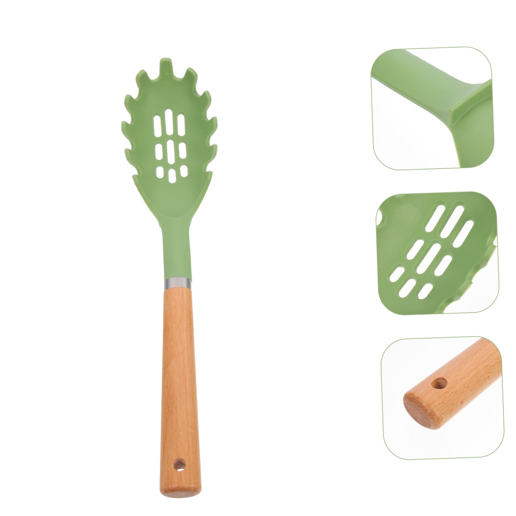 Cucharas de Madera for cocinar, 2 cucharas de Silicona con Mango de Madera, Tenedor for Fideos, Espaguetis, Tenedor for cocinar Pasta, Tenedor ranurado for Pasta, colador de Pasta