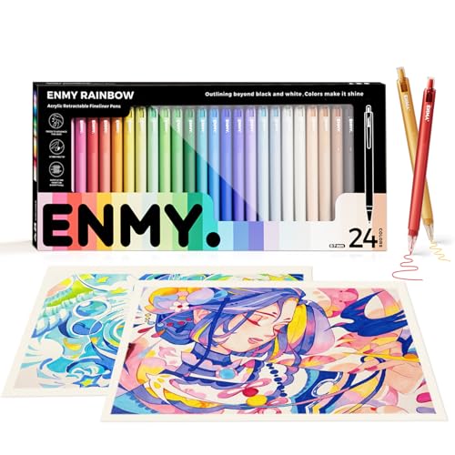 Bolígrafos de gel Fineliner 24 colores punta 0.7 mm retráctil miniatura 1