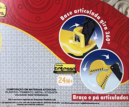 Max Escavadeira Com Capacete, Tilin Brinquedos, Amarelo/preto/branco, Grande