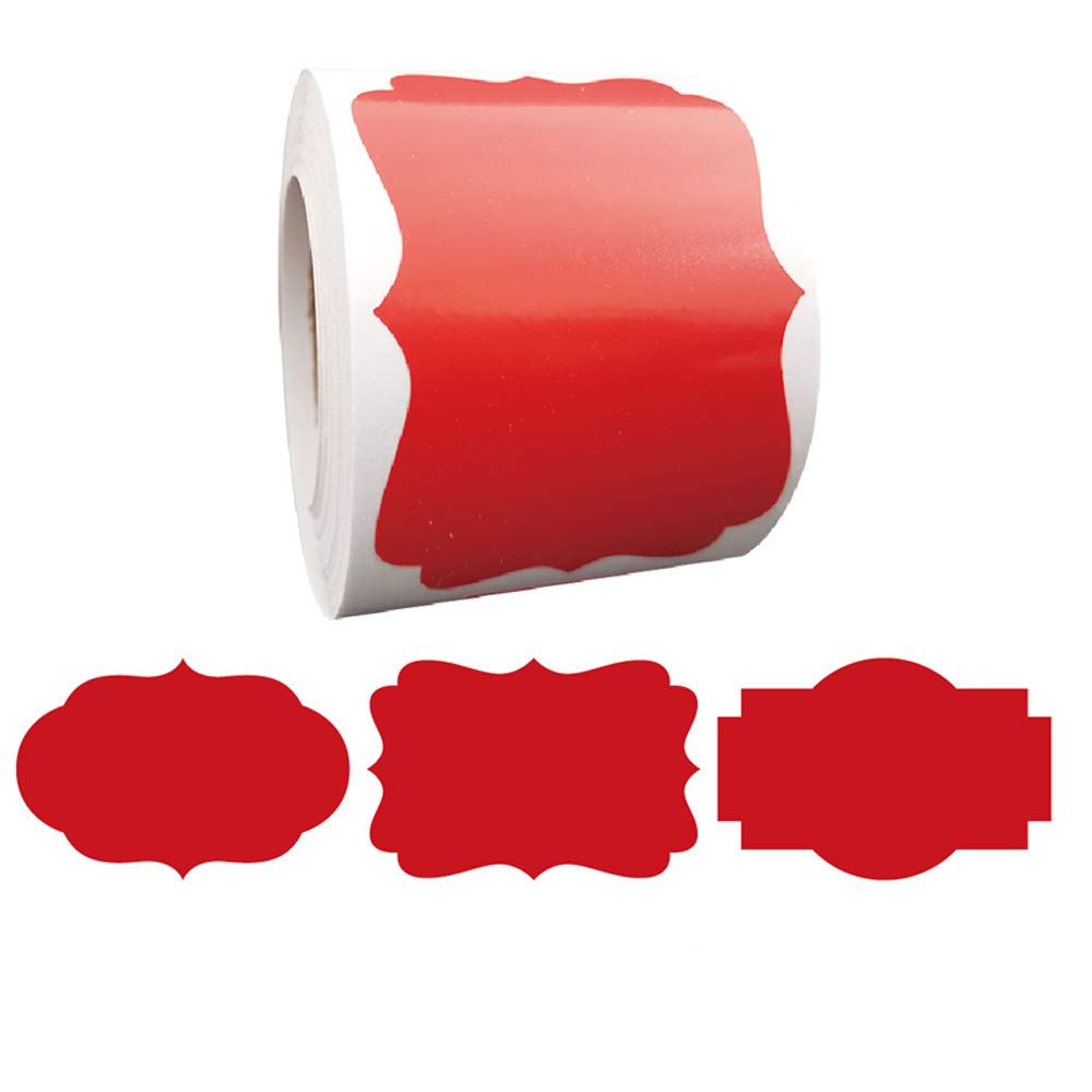 2" x 3" Red Labels 200PCS Larger Stickers Labels for Jar,Canning Labels Christmas Gift Tags Stickers Self-Adhesive Fancy Shapes Labels for Essential Oil, Cosmetic Decoration (Red)