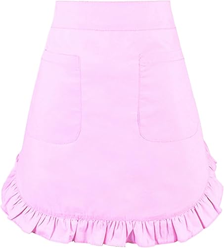 Love Potato Delantal de cintura de moda con bolsillos para cocina, cocina, restaurante, medio delantal de algodón para mujeres y niñas