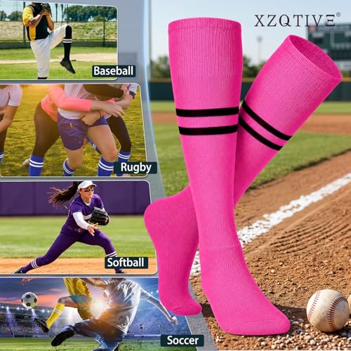 Image of XZQTIVE Baseball Softball Socks and Belt Combo Set Adjustable Softball Socks and Elastic Belt for Kids Youth Adult