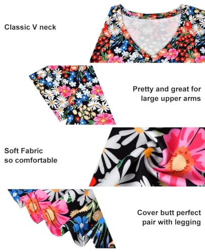 Image of RITERA Women Plus Size Tops Tie Dye V Neck Shirt Floral Camo Summer Short Sleeve Tunic Oversized Ladies Blouse XL-5XL