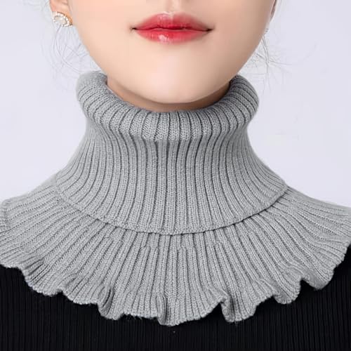 Knitted Collar Scarves for Women Detachable Fake High Collar Scarves Lapel Wrap Zipper Choker for Off Shoulder Clothing3