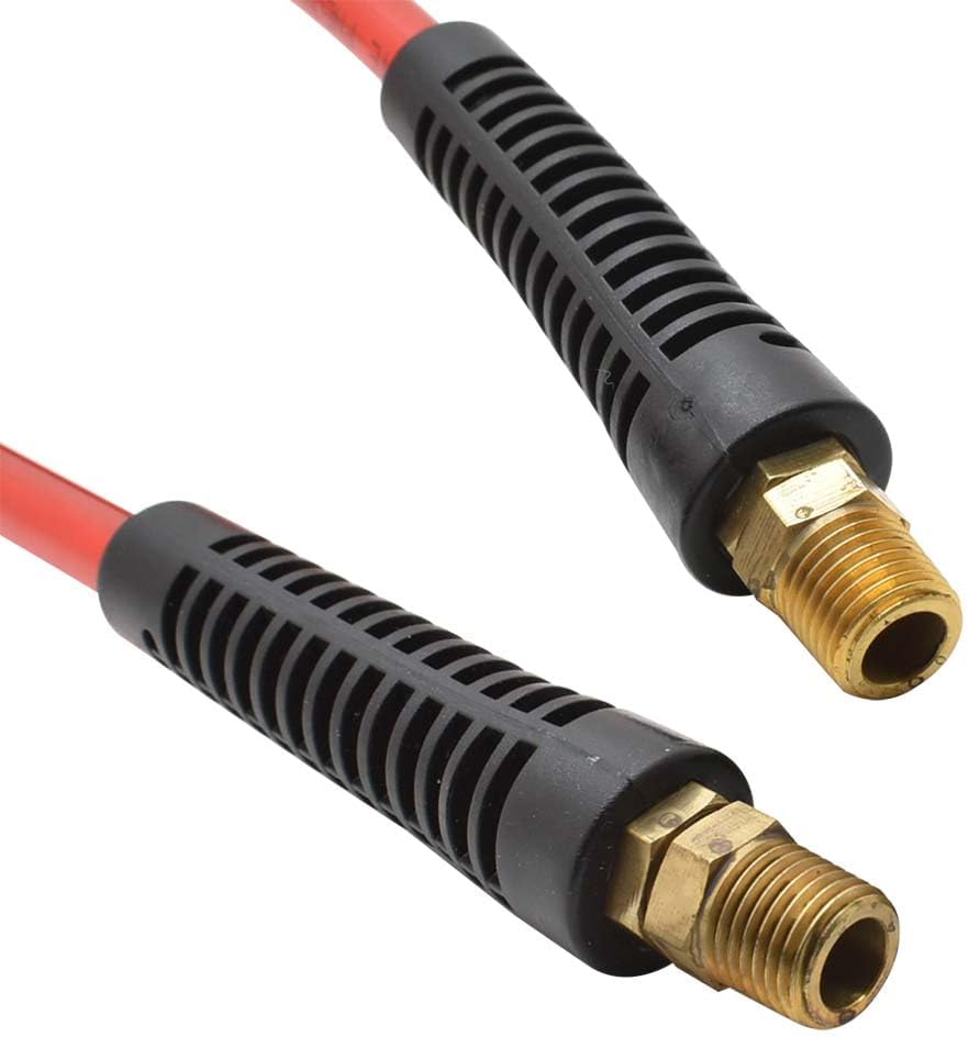 Interstate Pneumatics HR34-050 Red Polyurethane Recoil Air Hose 1/4 Inch x 50 Feet Swivel Fittings