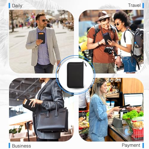 Single Passport Holder for Travel, RFID Travel Document Organizer for Women Waterproof Passport Wallet Men Portable Case for Cards, Boarding Pass, ID, Money, Tickets with Zipper by HOHOM - Image 6