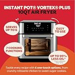 Instant Vortex Plus 10QT air fryer and toaster oven, 7-in-1, EvenCrisp technology, crispy, grill, baked, roast, dehydrate, reheat and rotisserie, includes more than 100 recipes in the application, stainless steel finish