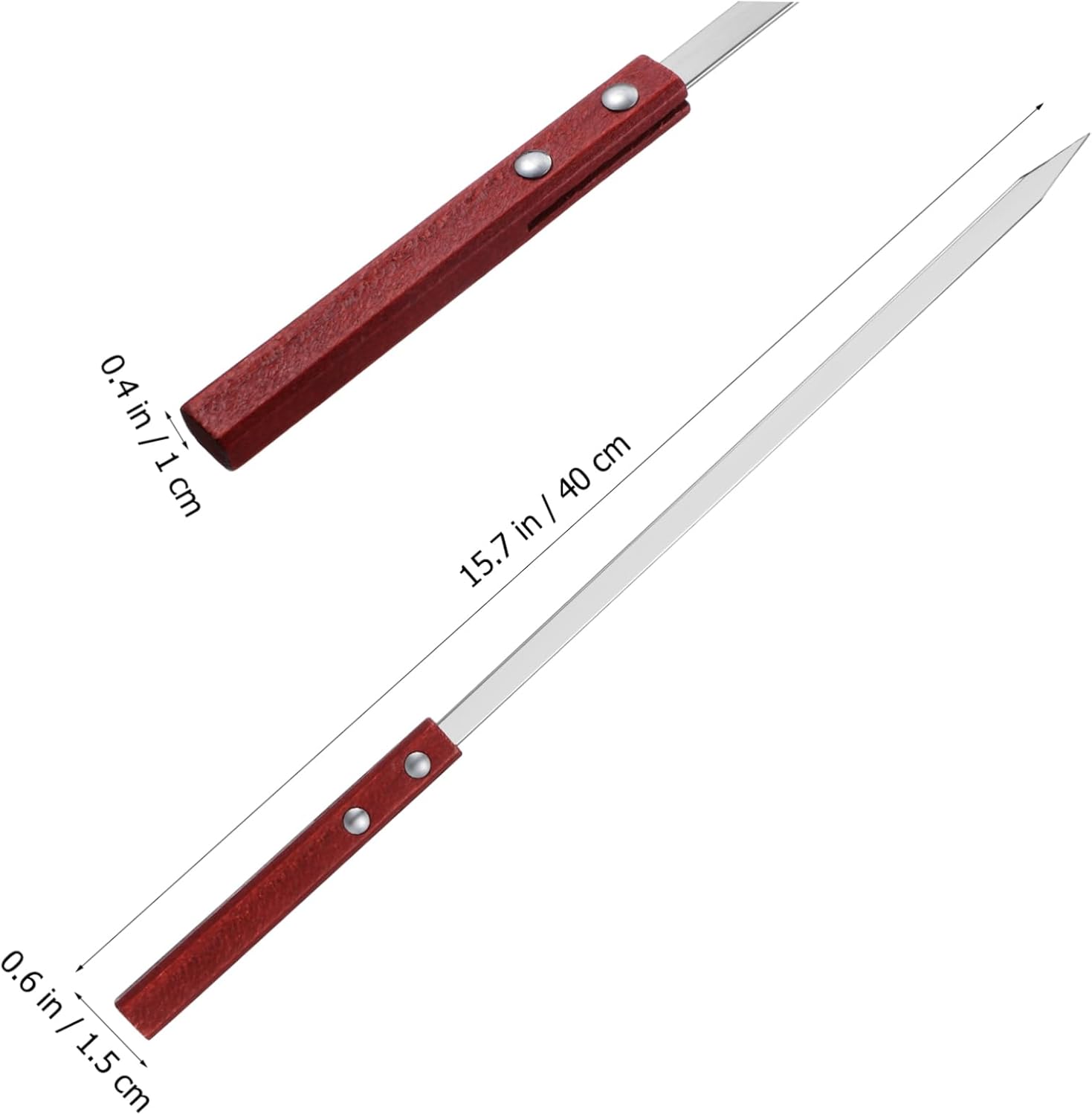 Happyyami 24pcs Stainless Steel Flat Skewers Wooden Handles Barbecue Skewers for Grilling Meat Vegetables and Kebab Easy to Clean