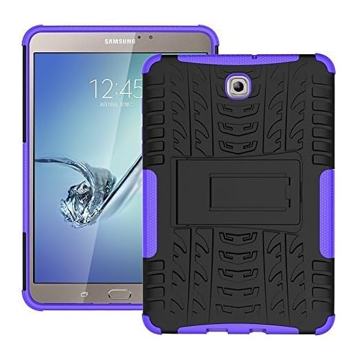 DWay Armor Case Tab S2 8.0 T710 Hybrid Design with Stand Feature Detachable Dual Layer Protective Shell Hard Back Case Cover for Samsung Galaxy Tab S2 8.0inches SM-T710 / T715 (Purple)