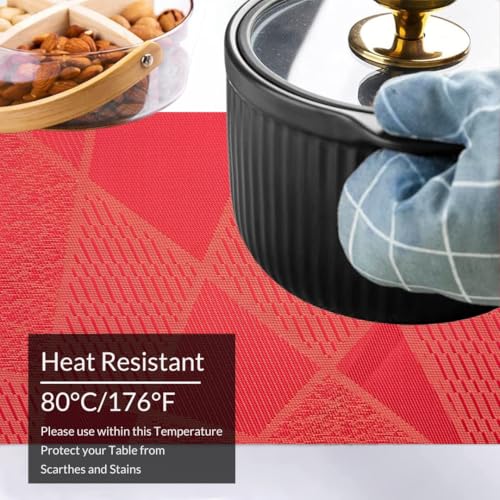 Image of YELONA Placemats for Dining Table - Heat Resistant, Non-Slip & Washable PVC Vinyl Table Mats - Set of 6, 45 x 30 cm (Rose Red)