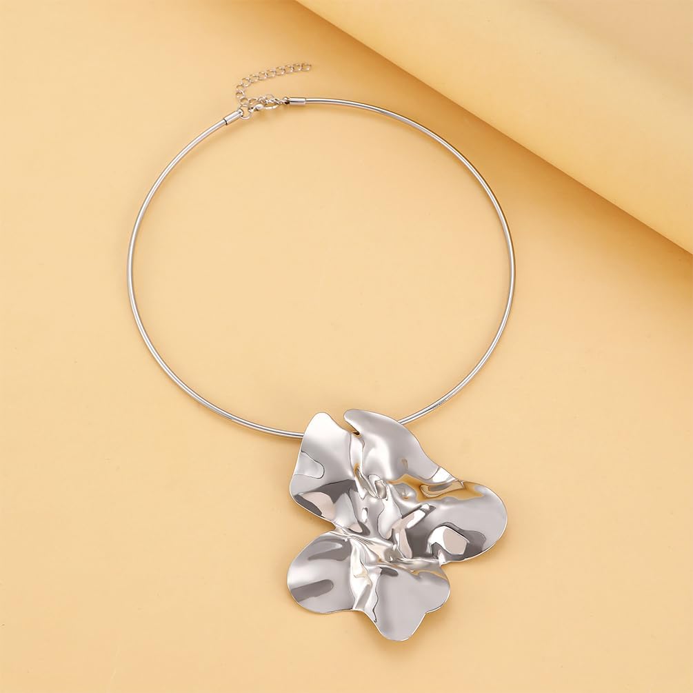 Punk Chunky Gold Silver Large Earring Statement Choker Necklace for Women Trendy Hip Hop Big Irregular Geometric Liquid Metal Collar Jewelry Accessory - Image 5