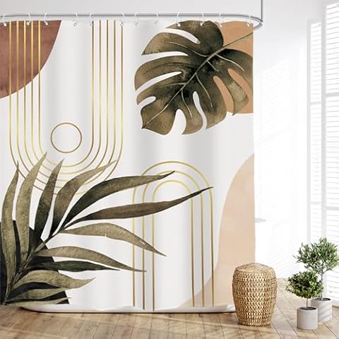 Glawry Boho Brown Leaf Shower Curtain Set Cover